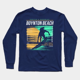 Retro Surfing Boynton Beach, Florida // Vintage Surfer Beach // Surfer's Paradise Long Sleeve T-Shirt